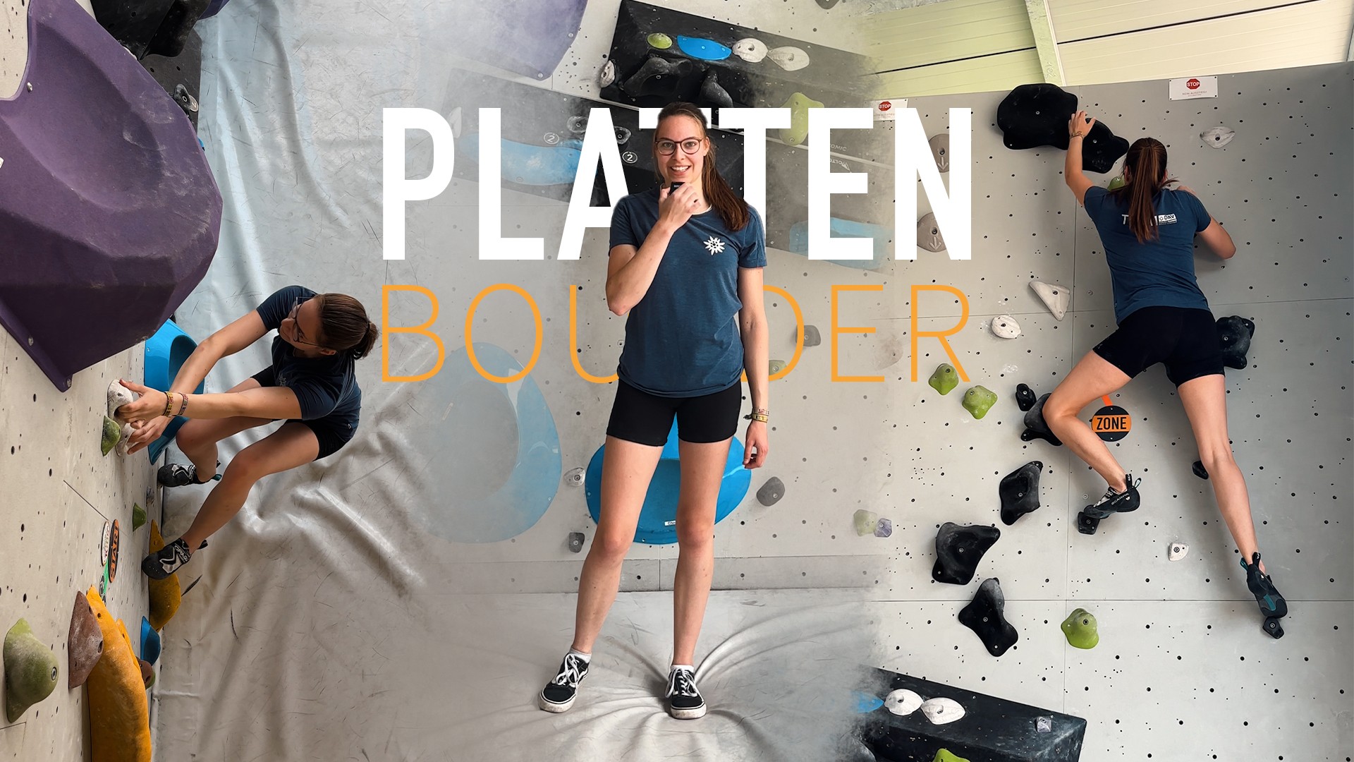 Antonia klettert leichte Bouldder in Gilching